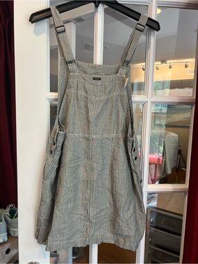 Volcom Olive-Striped Pinafore Midi Dress